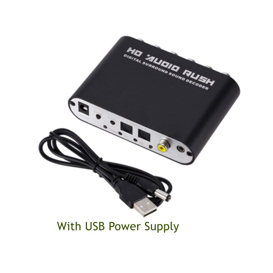 Wvvmvv  ac3 audio digital-analog 5.1- kanal stereo dac-wandler optisch spdif koaxial aux 3.5mm to 6 rca decoder verstärker: Mit netzteil