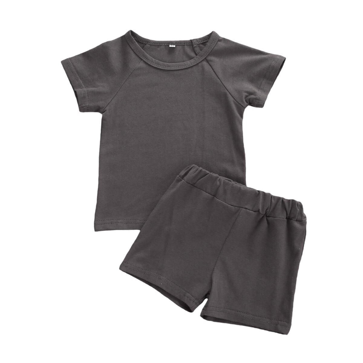 Kids Baby Jongens 2-Delige Outfit Set Zomer Mode Korte Mouw Effen Kleur Top En Shorts Set 1-5Years: B / 18m