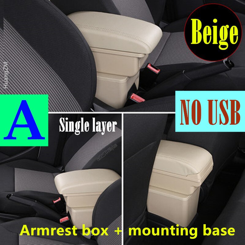 Accoudoir de voiture avec Interface USB, boîte de rangement de contenu en magasin Central pour Opel et Adam: A style Beige No USB