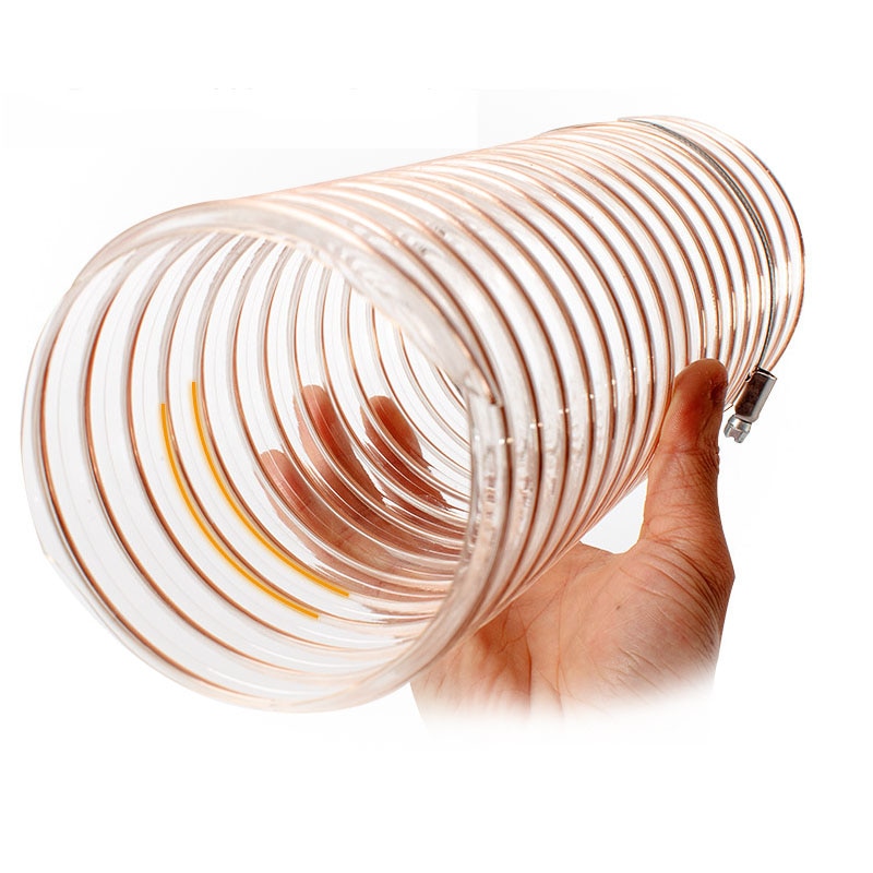 Tube en polyuréthane avec fil en acier inoxydable, conduit d'air industriel Transparent pour échappement d'air, diamètre intérieur de 1M 25-50mm