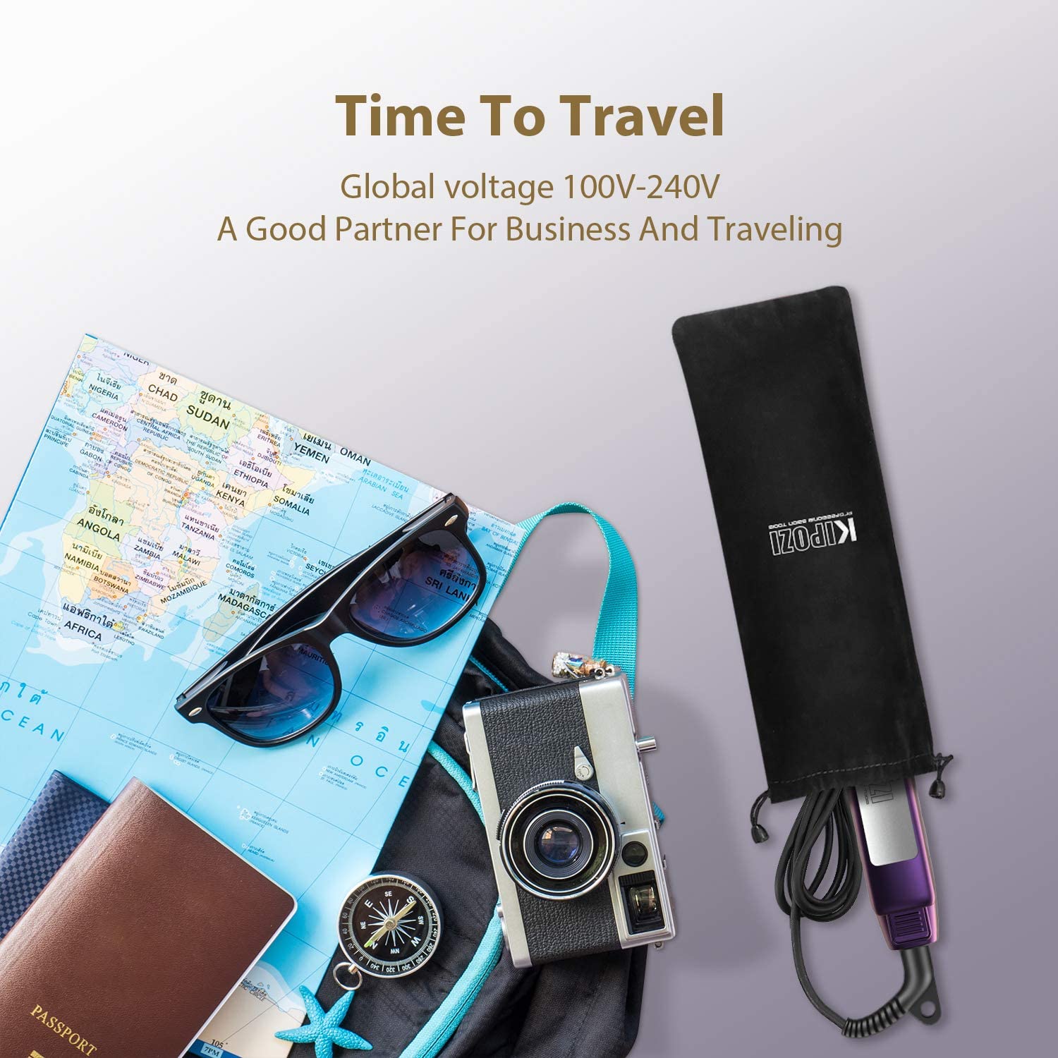 KIPOZI Steam Hair Straightener Iron Fast Straightening 1.75 Inch Wide Plates Flat Iron Curling Iron Styling Tool