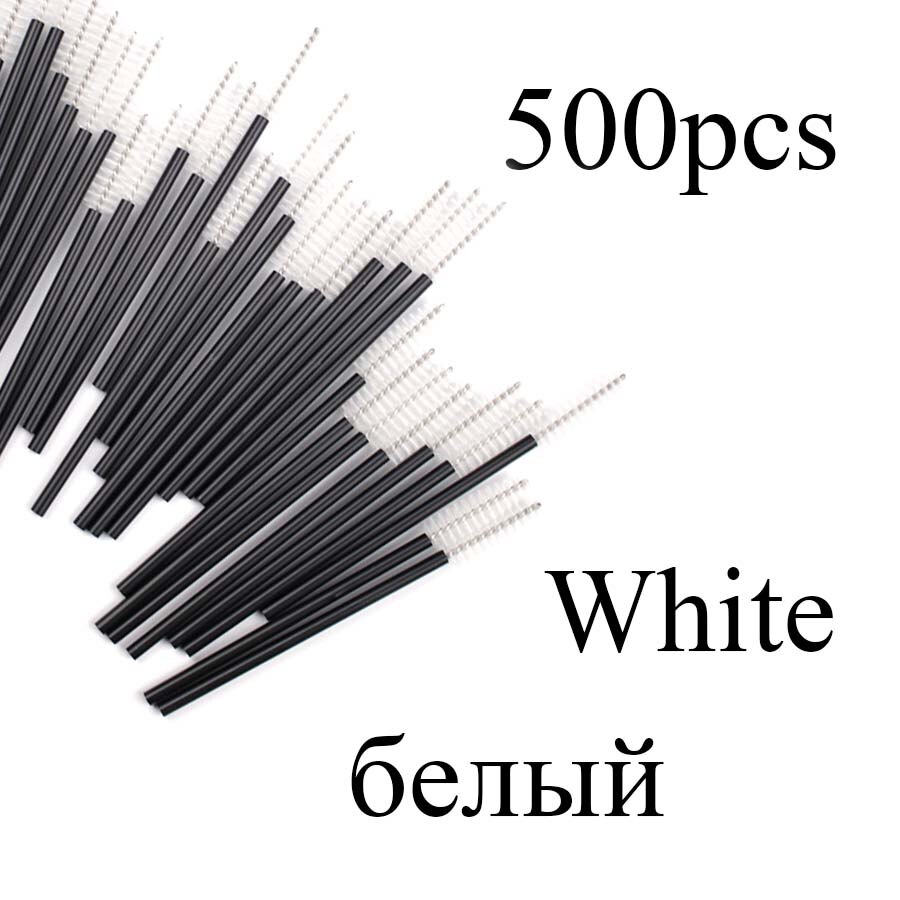 500 Stks/pak Wegwerp Kristal Wimper Borstel Kam Wimpers Extension Mascara Wands Make-Up Professionele Beauty Tool: 500pcs White