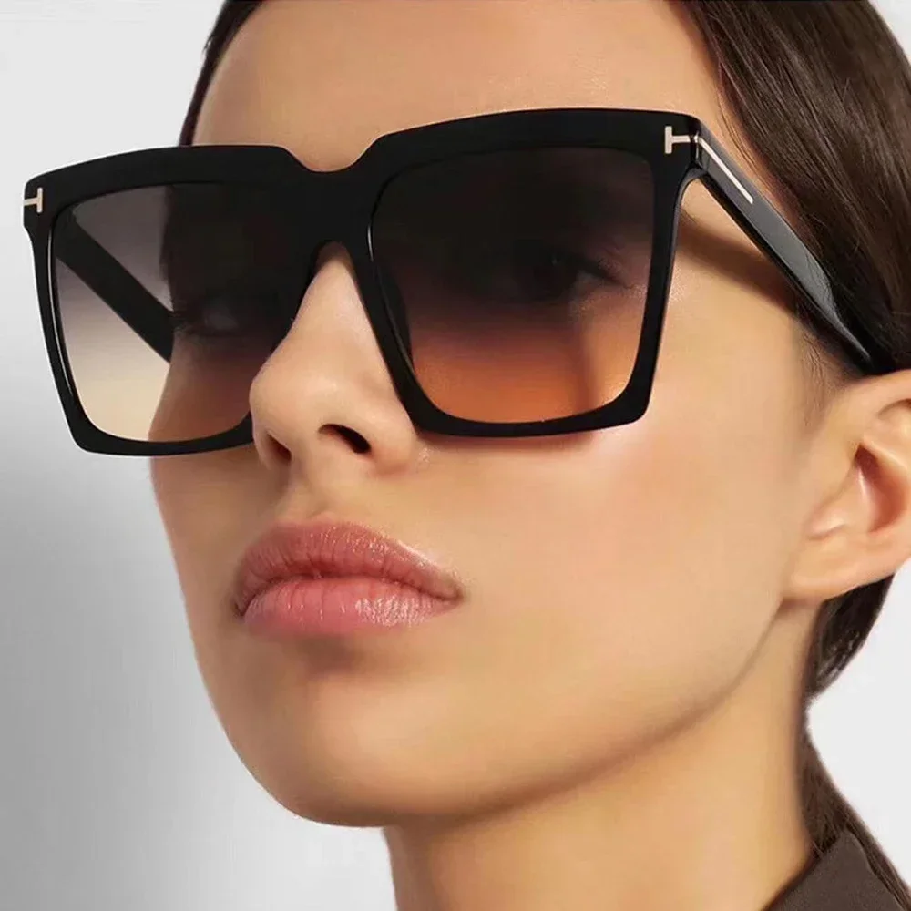 Kwadratowe okulary przeciwsłoneczne damskie 2025 Vintage marka Oversize T damskie okulary przeciwsłoneczne czarne gradientowe okulary damskie męskie óculos UV400