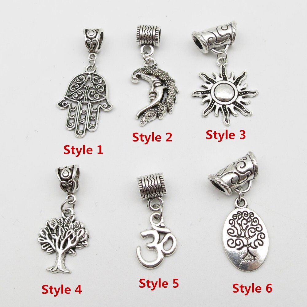 6 Stks/pak Verschillende 6 Stijlen Viking Charms Haar Vlecht Dread Baard Dreadlock Kralen Manchetten Ringen Hoofddeksels Sieraden Voor Mannen Vrouwen