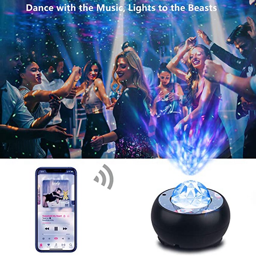 Colorful Starry Projector Light Sky Galaxy Bluetooth USB Voice Control Music Player Star LED Night Romantic Projection Lamp