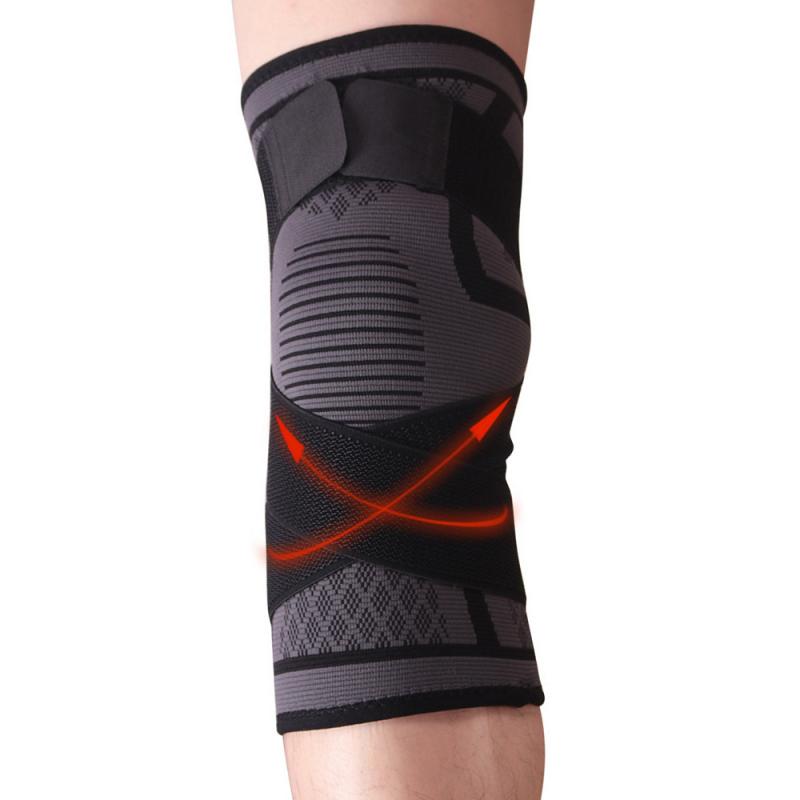 Nylon Sports Kneepad Men Fitness Running Cycling Knee Support Braces Elastic Sport Compression Knee Pad Sleeve for Basketball: Red-Unremovable / S