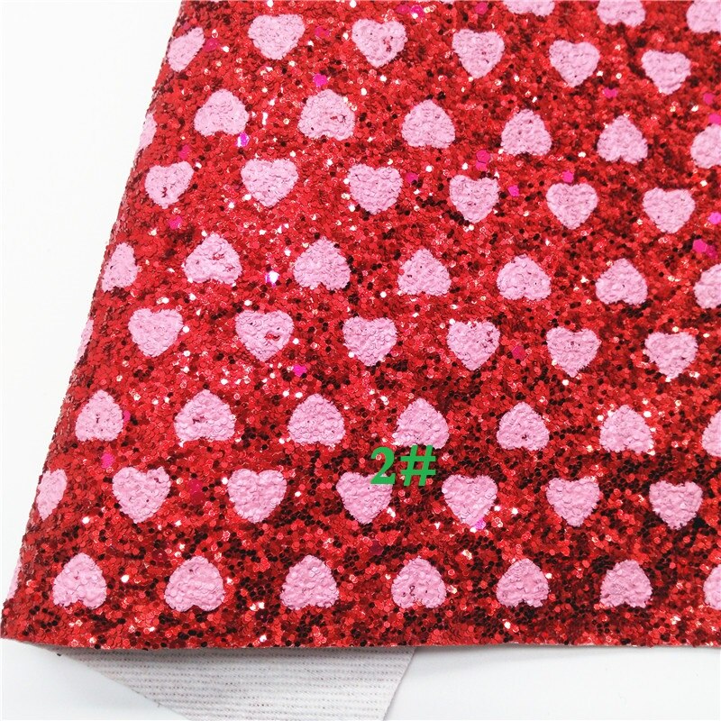 O glitterwishcome 21x29cm a4 tamanho corações imprimiu o couro grosso do brilho, vinil da tela do couro do falso para arcos, gm599b