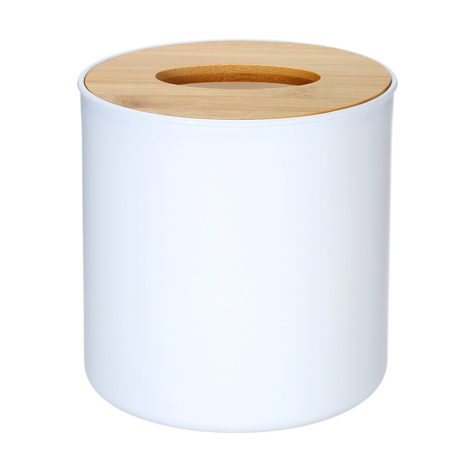 Moderne Tissue Box Servet Case Weefsels Papier Rolhouder Met Natuurlijke Bamboe Cover Plaat Ronde Tissue Box Voor Thuis Kantoor hotel: Round