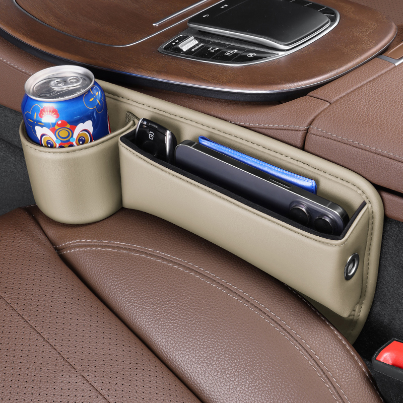 Caja de almacenamiento organizadora para espacio de asiento de coche, cartera multifunción de bolsillo, llaves, tarjetero, soporte para teléfono, caja de almacenamiento portavasos automático, 1 Uds.