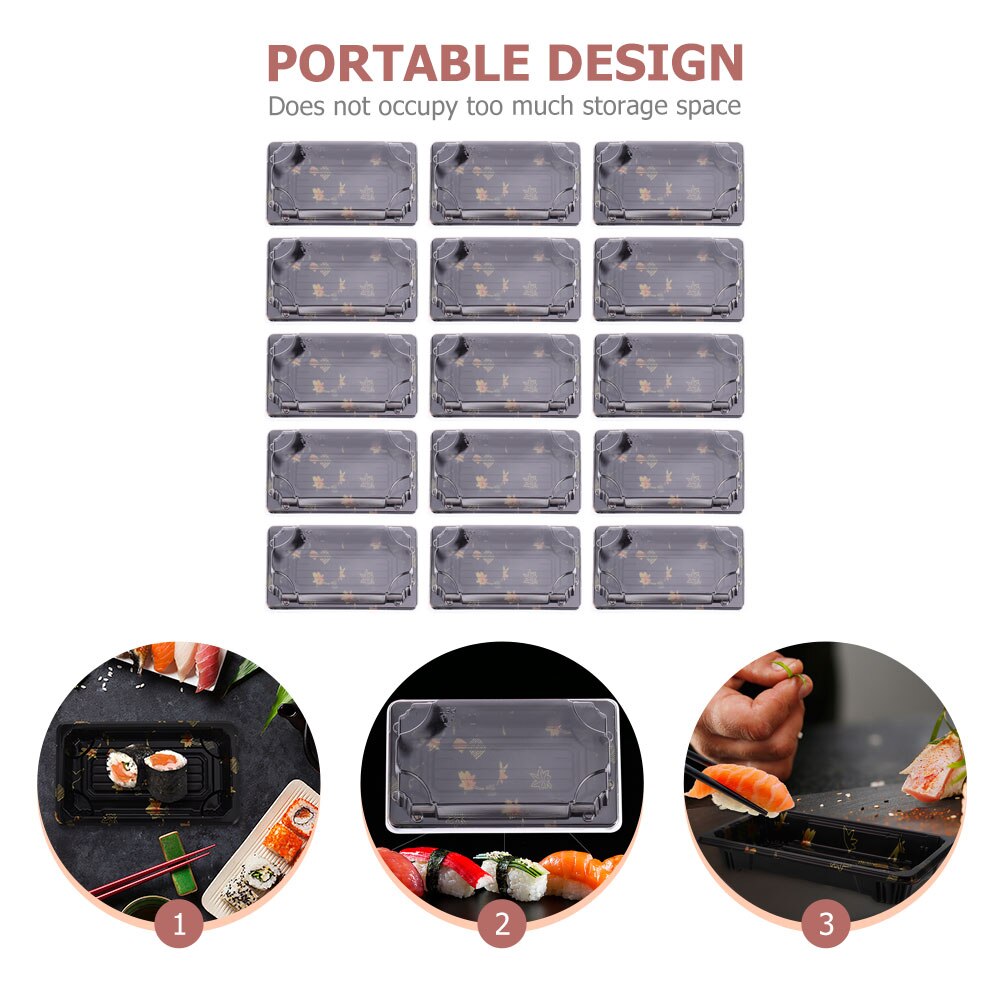 25pcs Sushi Take-out Box Disposable Rectangle Printing Take out Container