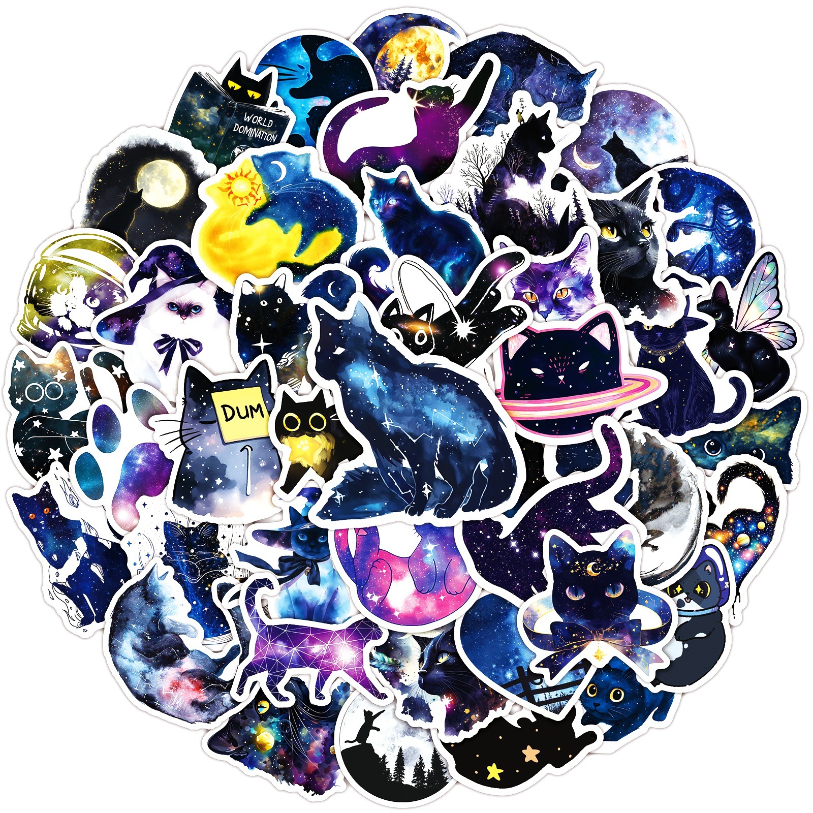 50 urocze naklejki z motywem gwiaździstego kota, naklejki diy, scrapbooking, telefon, bagaż, deskorolka, winyl, wodoodporne, graffiti