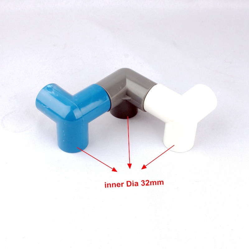 10pcs Green Thumb Inner Dia 32mm PVC Joints Equal Cross Connectors for Horticultural Irrigation White/Grey/Blue Plastic PVC Tee
