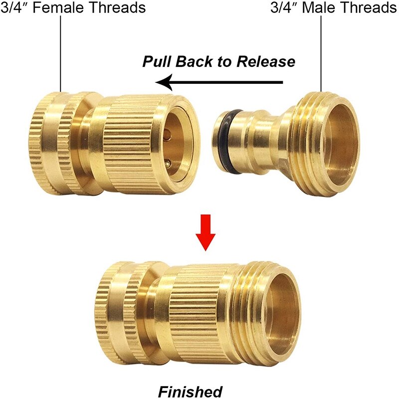 Snelkoppeling Voor Tuinslang Messing Connector Voor Snelkoppeling Voor Tuinslang 3/4 Inch Waterslang Aansluitingen (2sets)