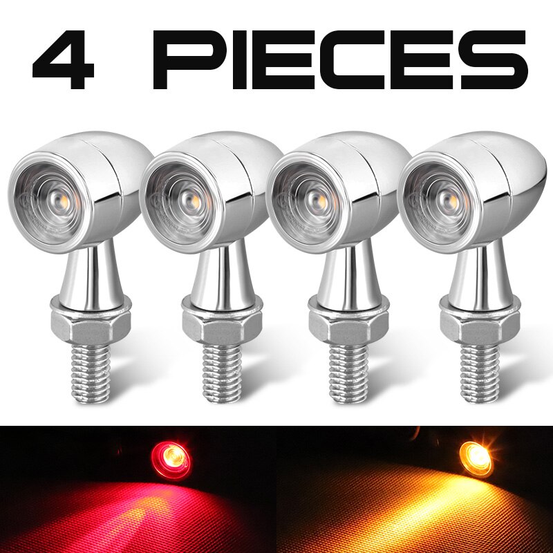 Mini Blinker Light Motorcycle Turn Signal Lights Chrome Black Yellow Red White Rear Indicator Light for Honda Yamaha Suzuki: 4pcs Red Yellow