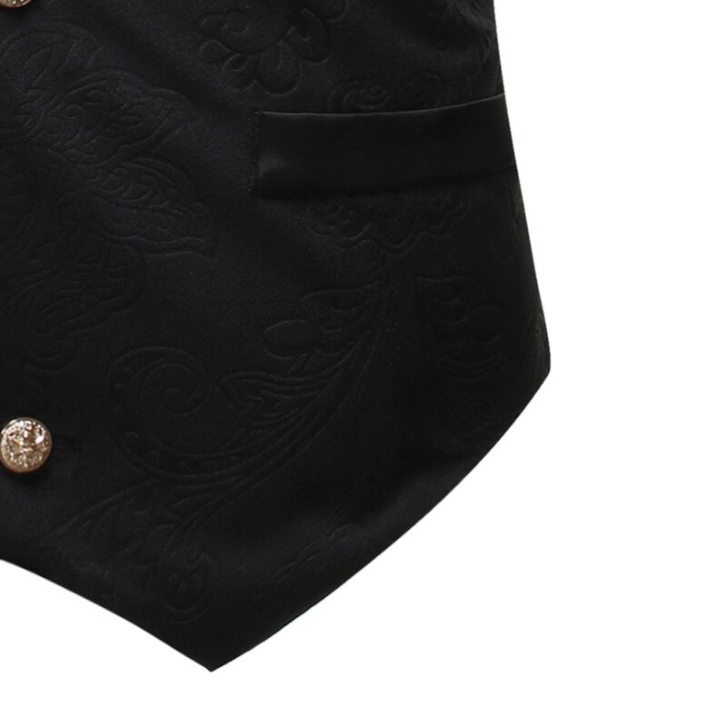 Mens Black Gothic Suit Vest Business Casual Vest Waistcoat Men Single Breasted Vests Male Wedding Costume Homme XL