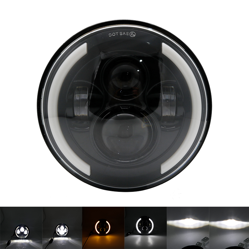 Faro LED de 7 pulgadas para motocicleta, alto y bajo de haz lámpara de luz, H4: Lavanda