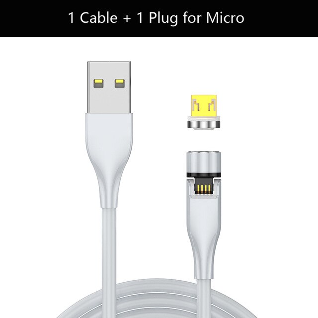 Cargador magnético para iPhone, Cable USB magnético tipo C para Samsung, Huawei, Xiaomi: White Micro Plug / 1M