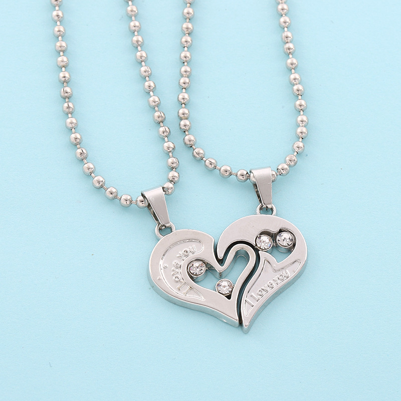 Collar con colgante de pareja de buena Simple, electrocardiograma, corazón magnético, collar de empalme colgante, del Día de San Valentín: Morado