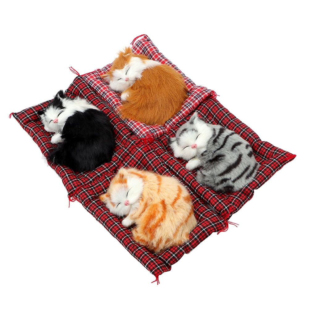Cute Simulation Sleeping Cats Lovely Plush Kittens Toy Home Auto Dashboard Decor for Girl Car Accessories Interior Ornament