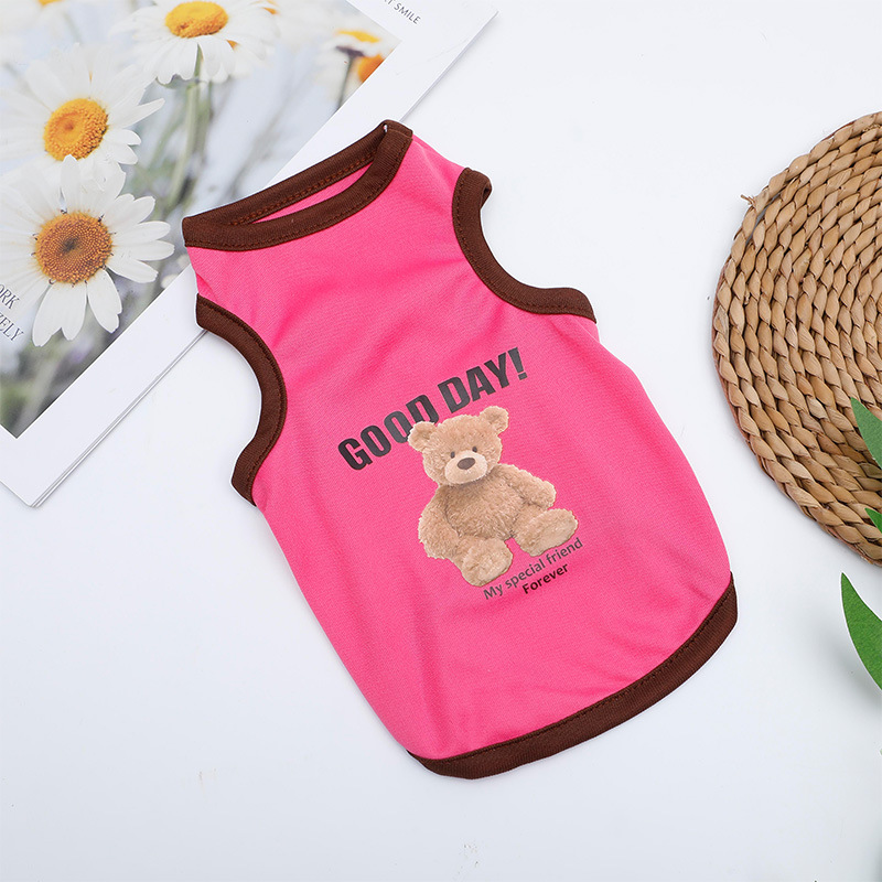 Haustiere Sommer Drucke Westen Hund Kleidung Kleiner Bär Hund Muster Haustier T-shirts Atmungsaktive Ärmellose Welpen Kostüm Hund Haustier Shirts: M / Rot