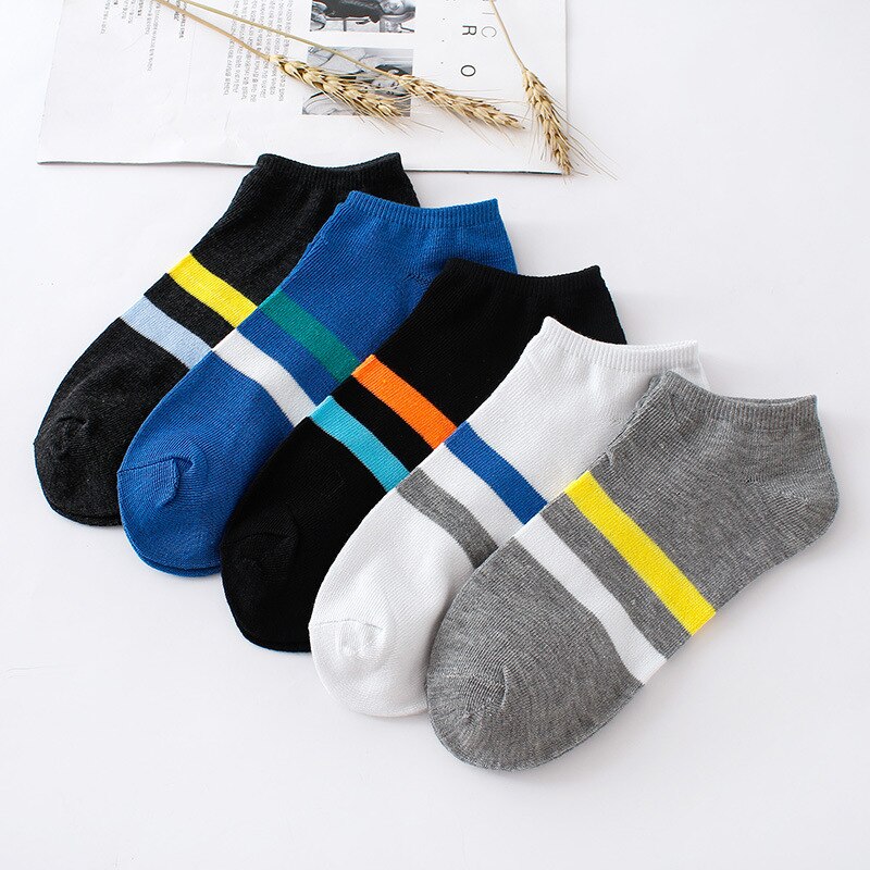 1 Pair Men Sports Socks Casual Boat Low Cut Ankle Socks Boy Summer Patchwork Short Boat Socks For Male Footwear D0367