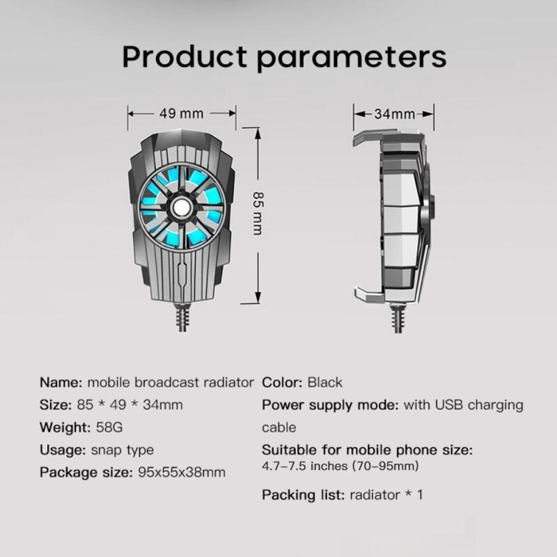 Ventilador de refrigeración para teléfono móvil, soporte de mando, accesorios de radiador para IPhone, Xiaomi, tableta, carga USB