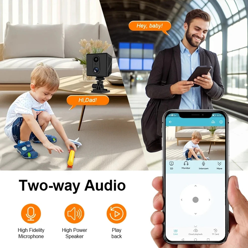 64GB 4G Sim-kaart Mini Camera 5MP 3000mAh Batterij Draadloze Wifi Nachtzicht Bewegingsdetectie CCTV twee-weg voice IP Camera