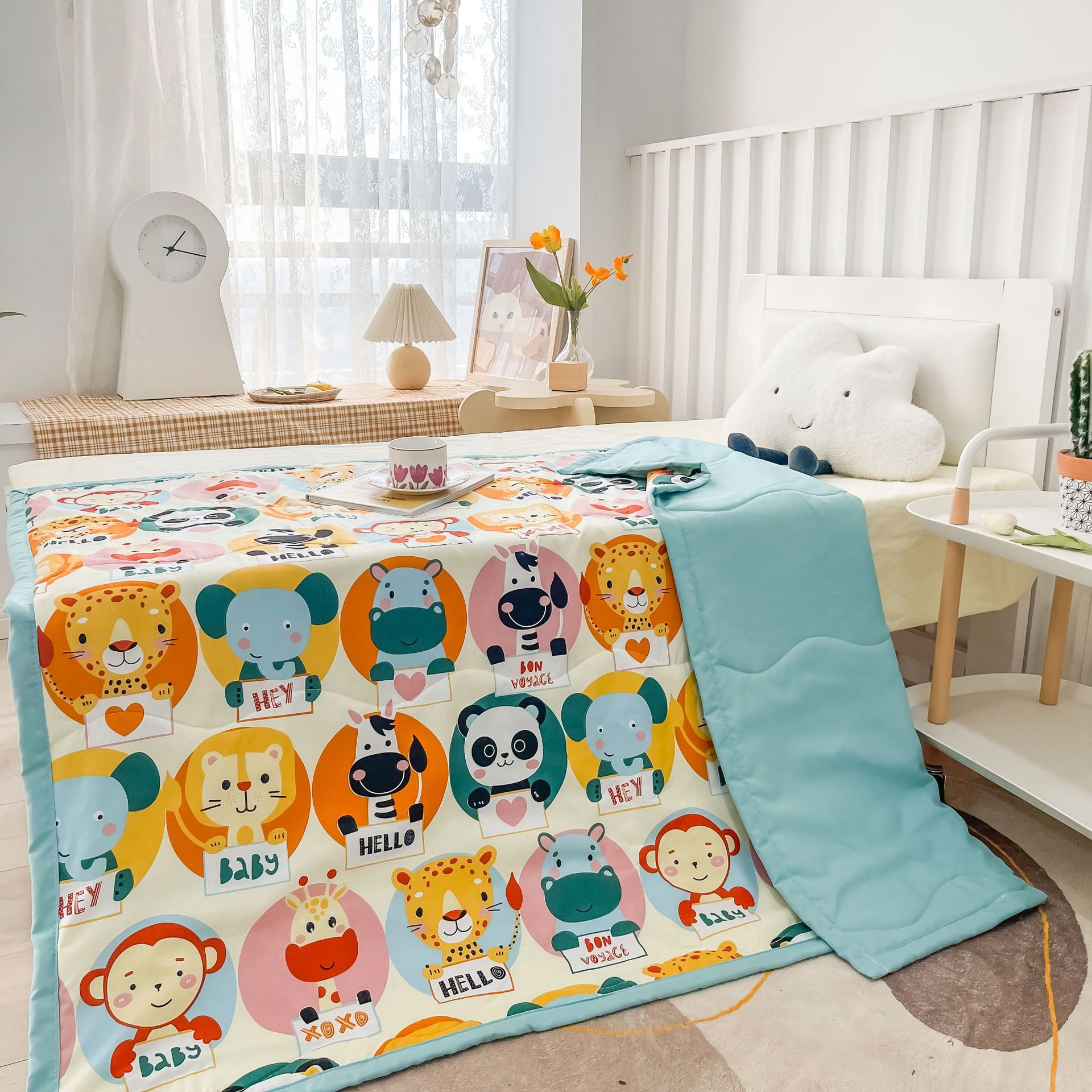 Lente en zomer gewassen katoenen quilt airconditioner quilt cartoon kinderen kleuterschool quilt studentenflat dunne quilt