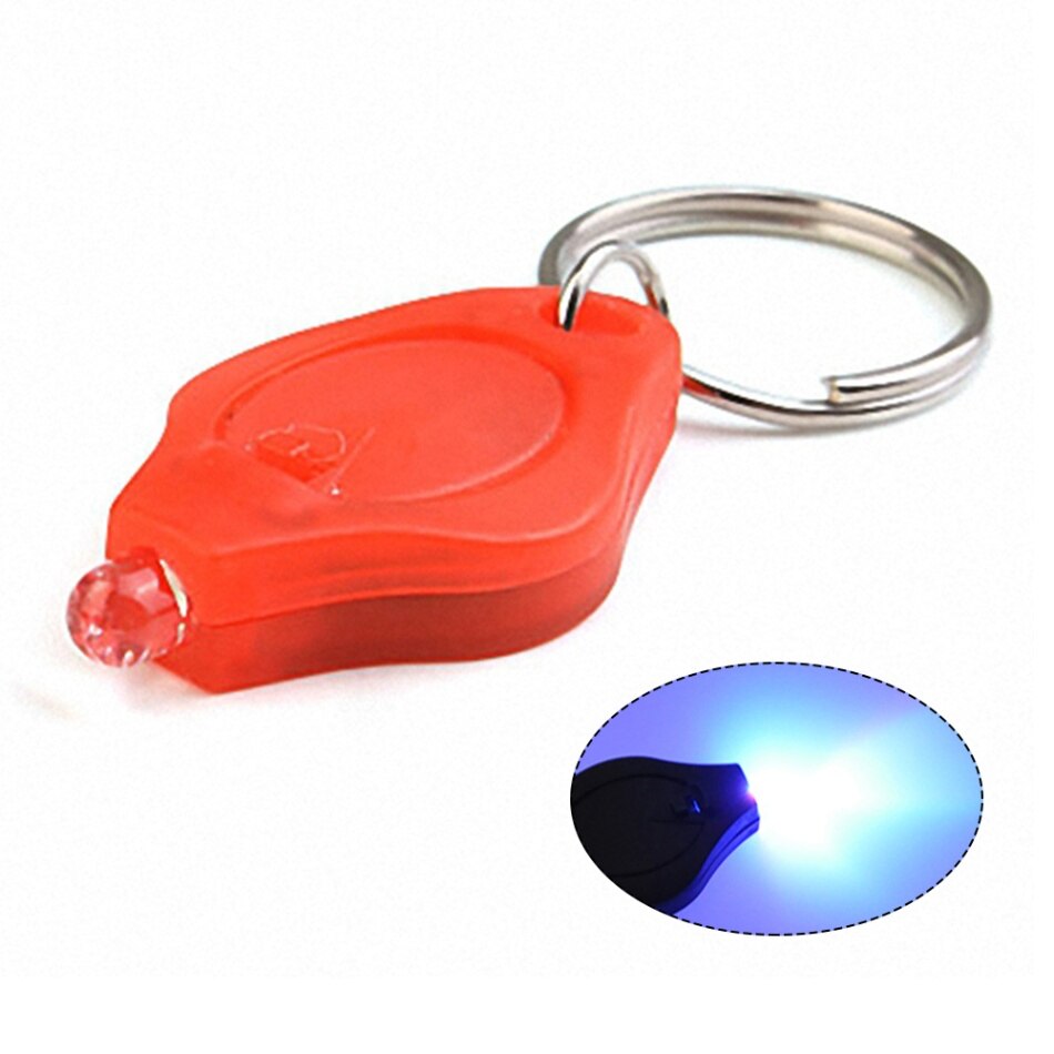 1 st mini led nyckelring ficklampa ultra ljus led nyckelring liten bärbar nyckel r-ing uv ljus fackla med krok för promenader camping: Röd