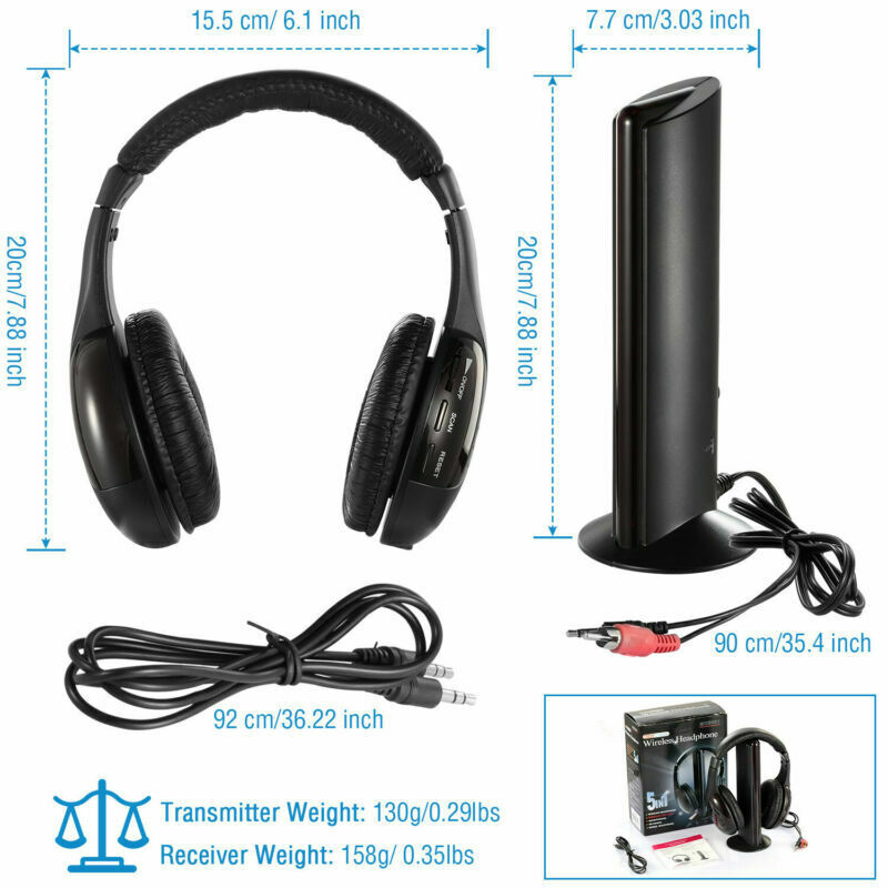 5-In-1 Headset Kan Ontvangen Audio Draadloze Headset Draadloze Rf Fm Am Headset Stand Microfoon Voor Pc tv Dvd Cd MP3 MP4