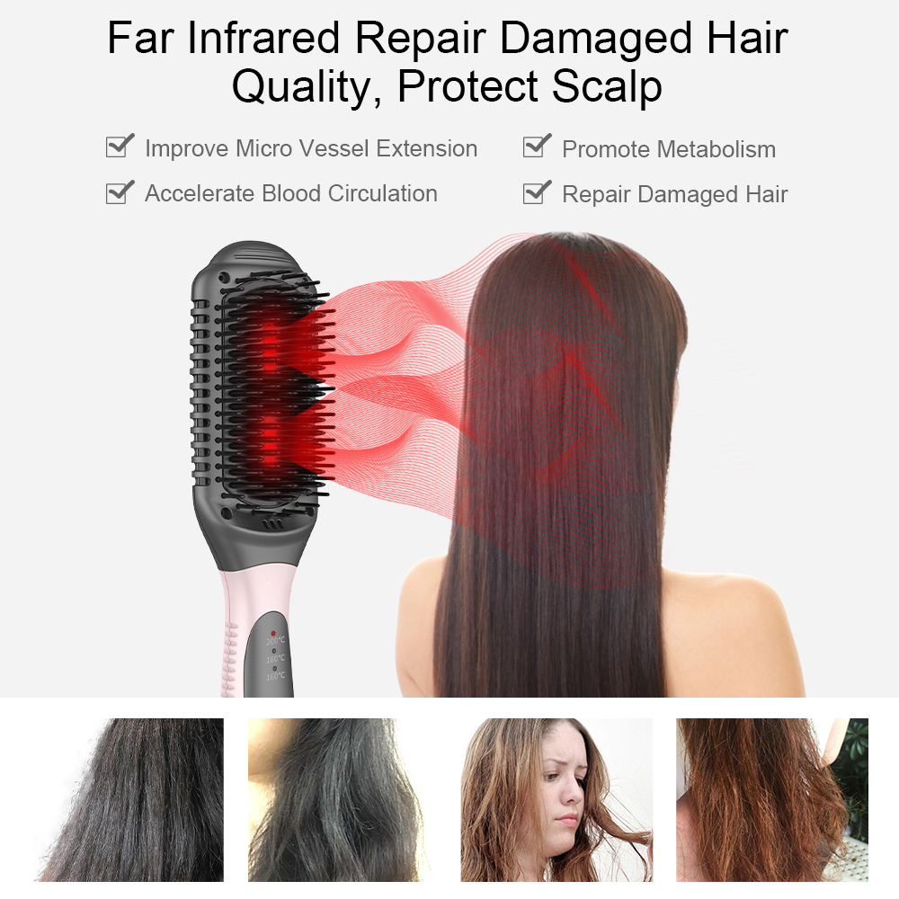ANLAN-alisador de pelo cepillo de pelo, plancha de pelo infrarroja, iónico negativo, peine, cuidado de estilismo, herramienta para peinar