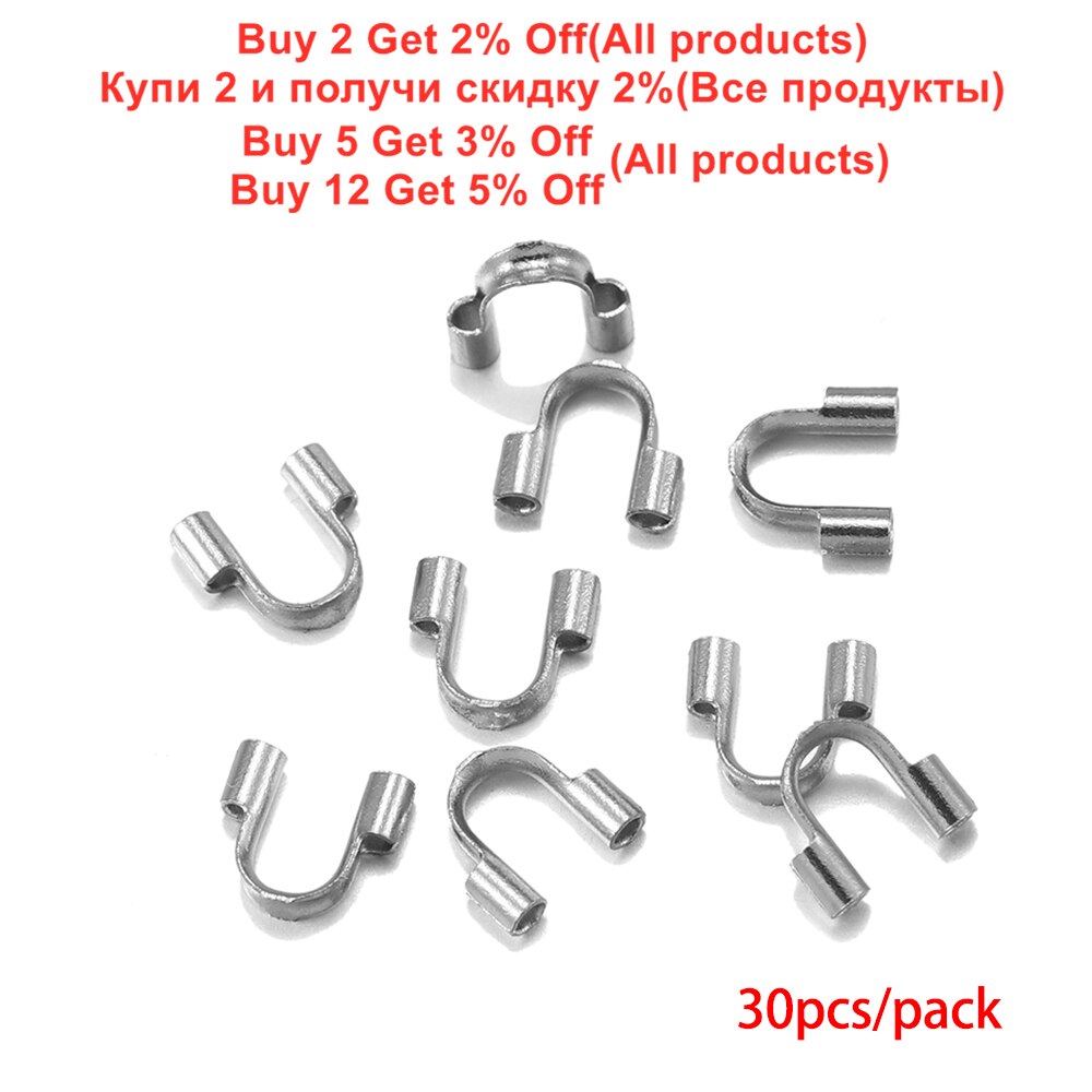 30Pcs/Lot Metal Stainless Steel Wire Protectors Wire Guard Protectors Loops U Shape Clasps Connector for Jewelry Making Supplies