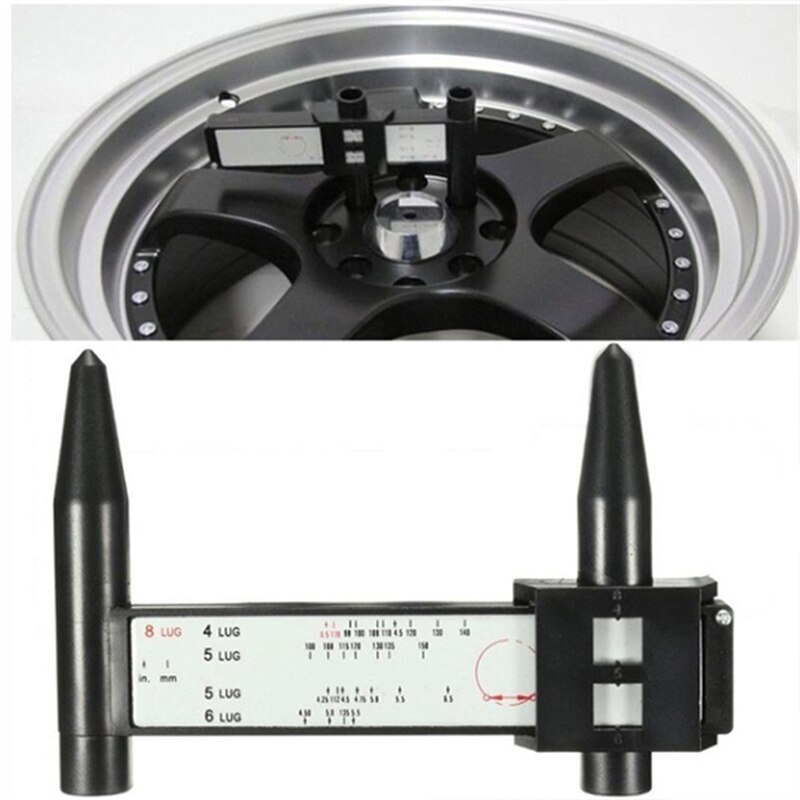 Wheel Rim Bolt Pattern Sliding PCD Measuring Tool Gauge Ruler 8 Holes PCD Ruler Lugs Hub Pitch Car Measurement Tool