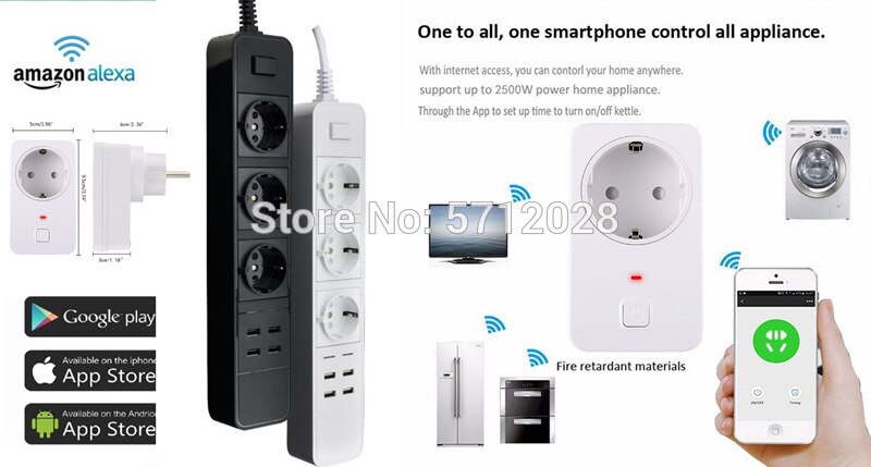 WiFi Smart Power Strip 4 USB Prorts EU Plug 10A Energy monitoring Surge Protector Timer support Alexa Google IFTTT Smart Life