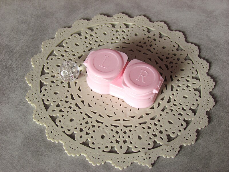 Draagbare Contact Lens Doos Macarons Druk Clamshell Omvatten Pincet Zuig Set Voor Vrouwen Reizen Contactlenzen Case: pink