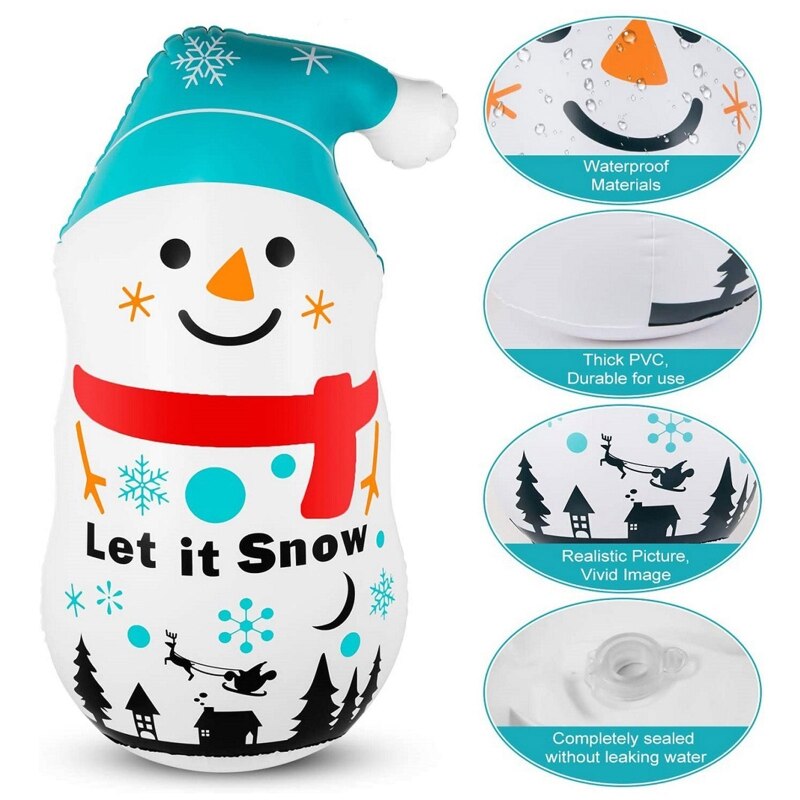 Foldable Cute Cartoon Snowman Christmas Inflatable Tumbler PVC Santa Decoration BX0D