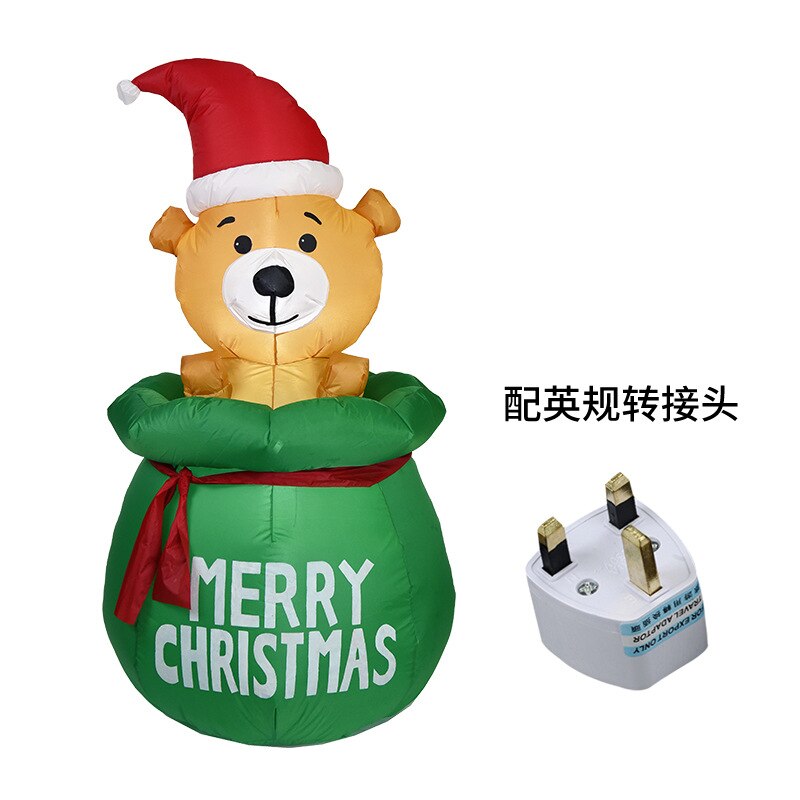 Inflatable Christmas Bear LED Night Light Figure Outdoor Garden Toys Christmas Party Decorations Year Decor 150cm US EU UK P: UK