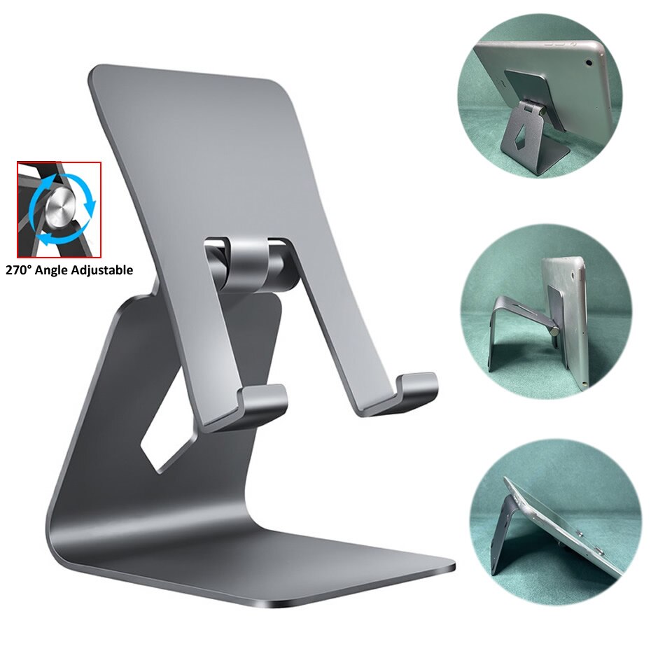 OUTMIX Desktop Holder Tablet Stand for ipad 9.7 10.2 10.5 11 12.9 inch Rotation Aluminium Tablet Stand Secure for Samsung Xiaomi
