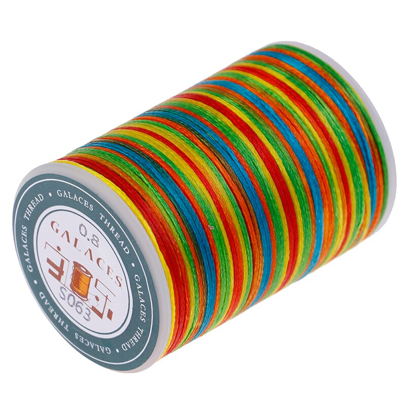 Grand fil à coudre Polyester cordon ciré fil cuir 0.8mm pour bricolage outil couture à la main fil multicolore 90 mètre: J