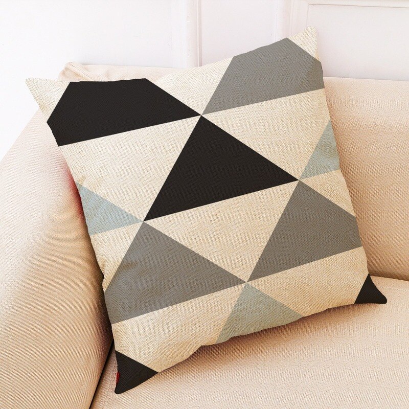 45x45, fundas de almohada con estampado geométrico azul, Triangular, estilo mediterráneo, cojines: B