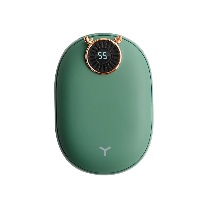 Handwarmer powerbank 2 in 1 usb mini powerbank winter handwarmer warmtekussen usb oplaadbare verwarming met digitaal display: Donkergroen