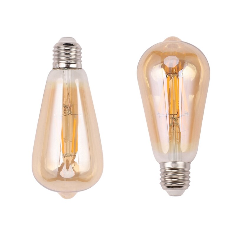 2 Pcs Dimmable E27 Retro Vintage Filament ST64 COB LED Bulb Light Lamp Voltage 220V, 4W &amp; 8W