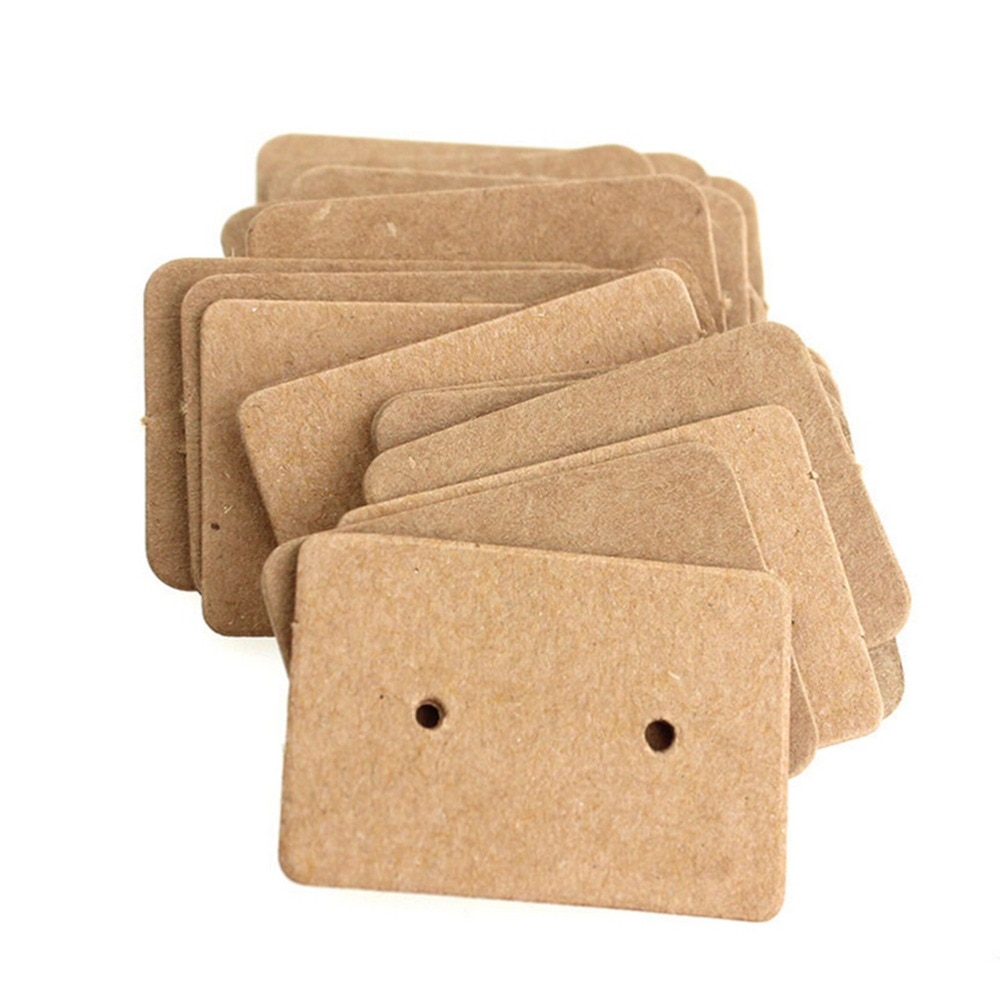 100 st / parti 2.5*3.5cm kraftpapper örhängen hängande smycken display kort örhänge kraftpapper tag öronpapper hänga prislappar