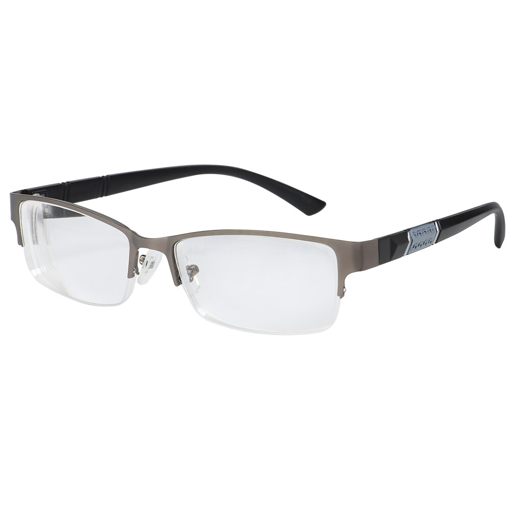 1Pc Unisex Leesbril Metalen Half Frame Vierkante Bijziendheid Brillen 0 -1 -1.5 -2 -2.5 -3 -3.5 -4 -4.5 -5 -5.5 -6: -400 / Grey