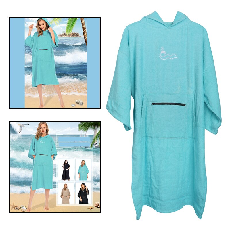 Premium Veranderende Gewaad-Korte Mouw Hooded Surf Poncho Handdoek Volwassen Zwemmen Strand Duiken Mantel