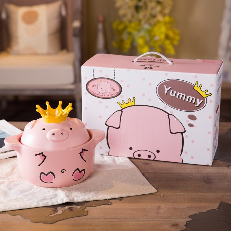 2.5L Cartoon Ceramic High temperature slow cooker Casserole 3-4 people use energy saving 277x208x190mm