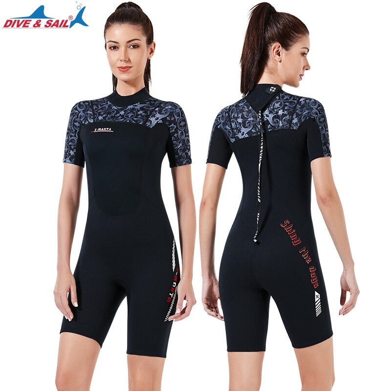 Women's Wetsuits 1.5mm Neoprene Back Zip Shorty Dive Skin for Spearfishing,Snorkeling, Surfing,Canoeing,Scuba Diving Suit: M129563-1.5mm-C / L