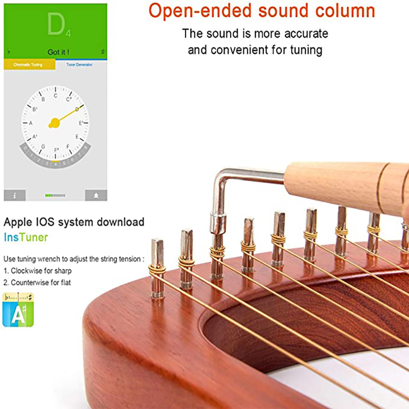 16 Strings Houten Mahonie Lier Harp Instrument Met Pickup Stemsleutel Schoonmaakdoekje Beginner Muziekinstrument