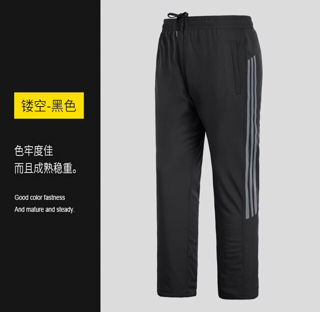 8XL Mannen Sport Winter Warme Broek Buiten Fleece Running Thicken Joggingbroek Rits Training Cargo Broek Streetwear Mannen: H18 Black Unloadable / 5XL