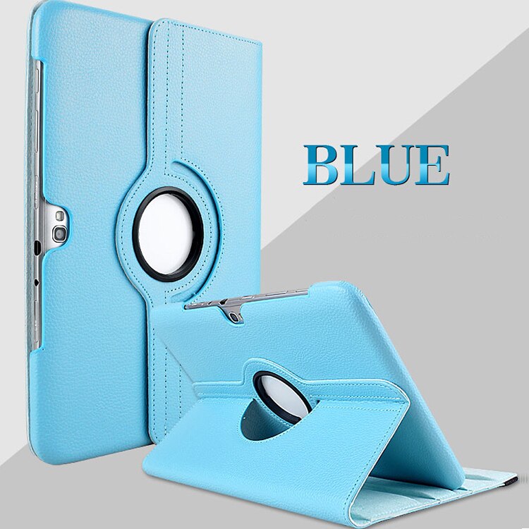 360 draaibare beugels, flipstandaard, leren hoes voor samsung galaxy note 10.1 gt-n8000 n8000 n8010 n8020 tablethoes + pen: Hemelsblauw